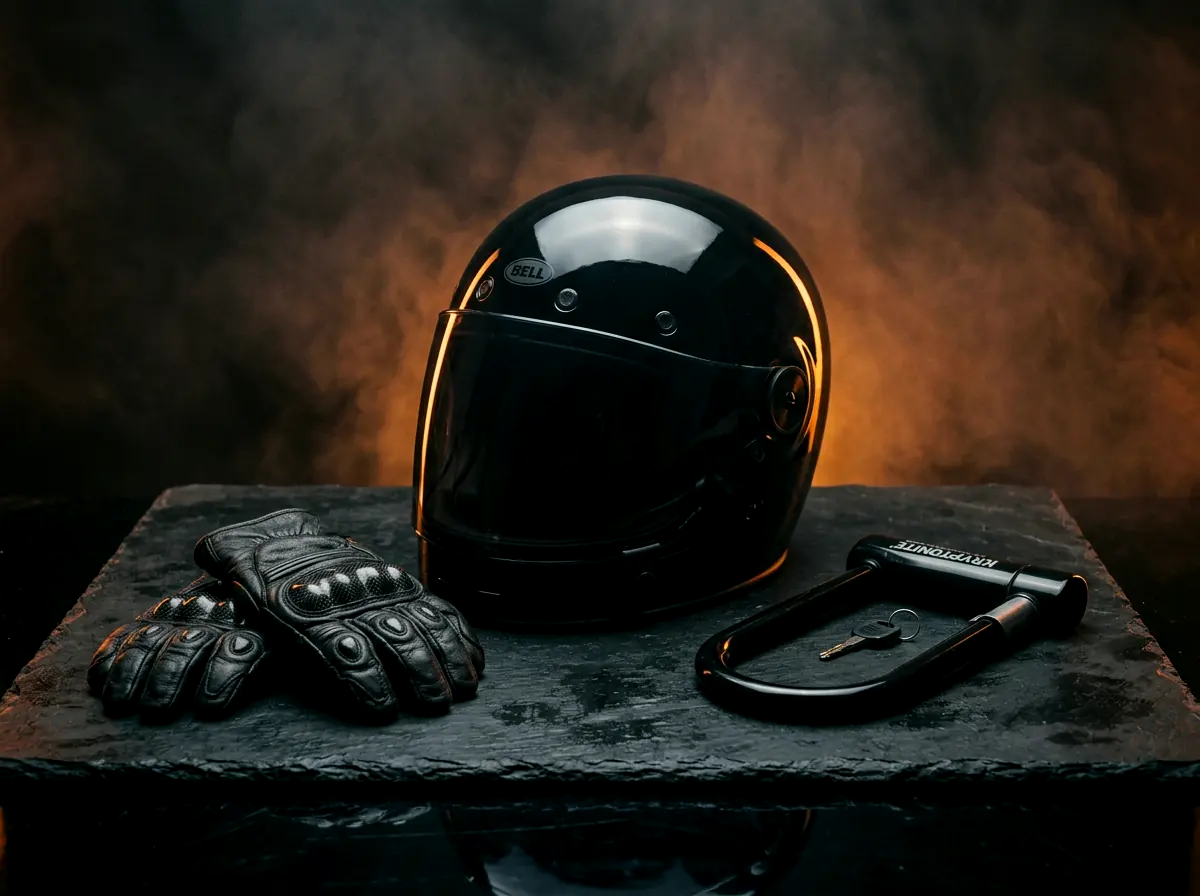 Casque, gants et antivol moto