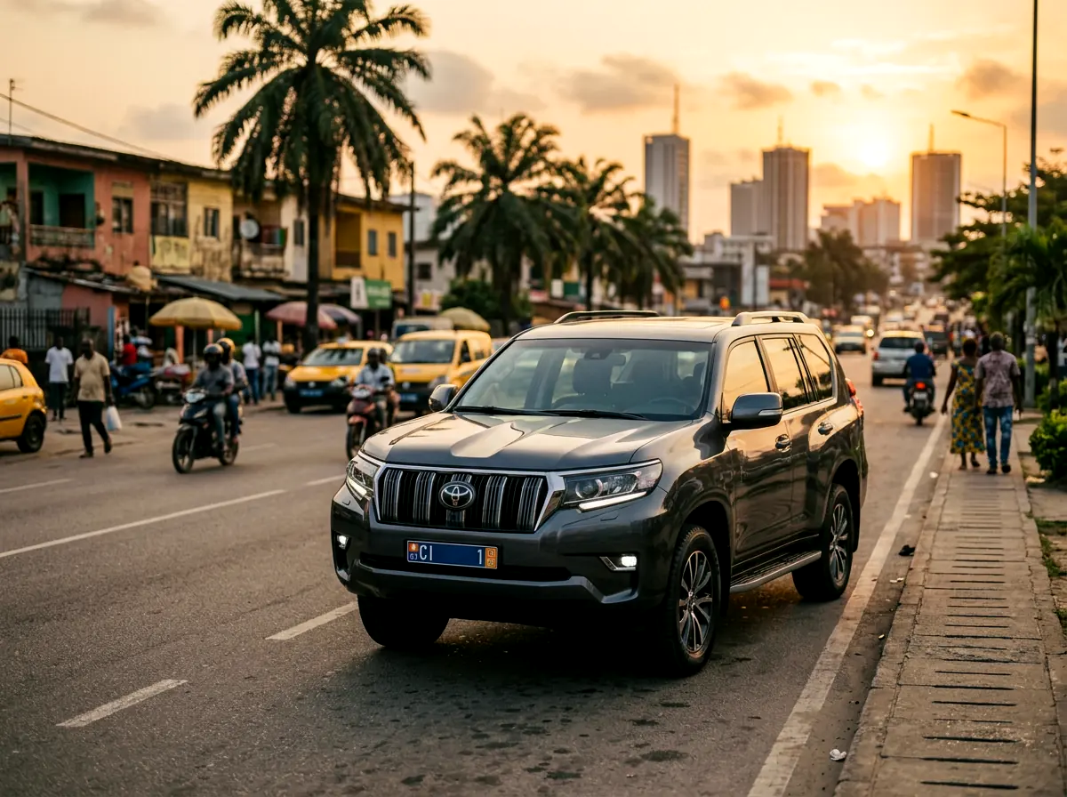 SUV de location dans une avenue d'Abidjan